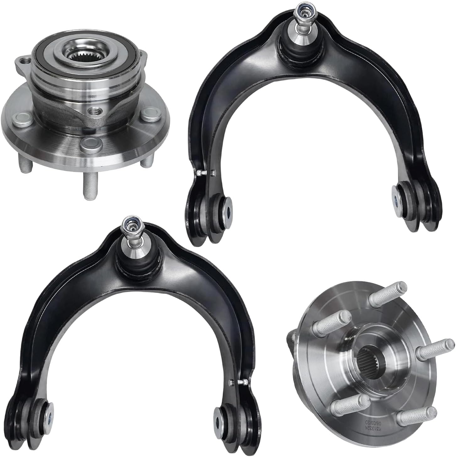 4pc Front Upper Control Arms Wheel Hub and Bearings Suspension Kit