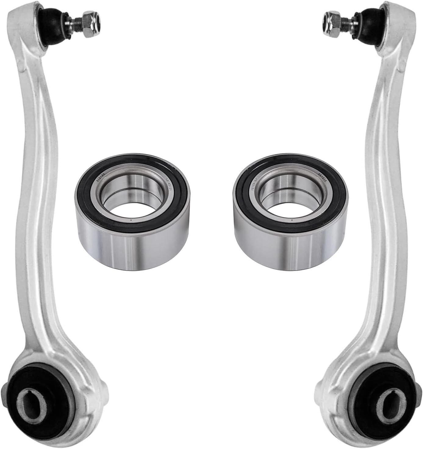 4pc Front Lower Rearward Control Arms Wheel Bearings Suspension Kit