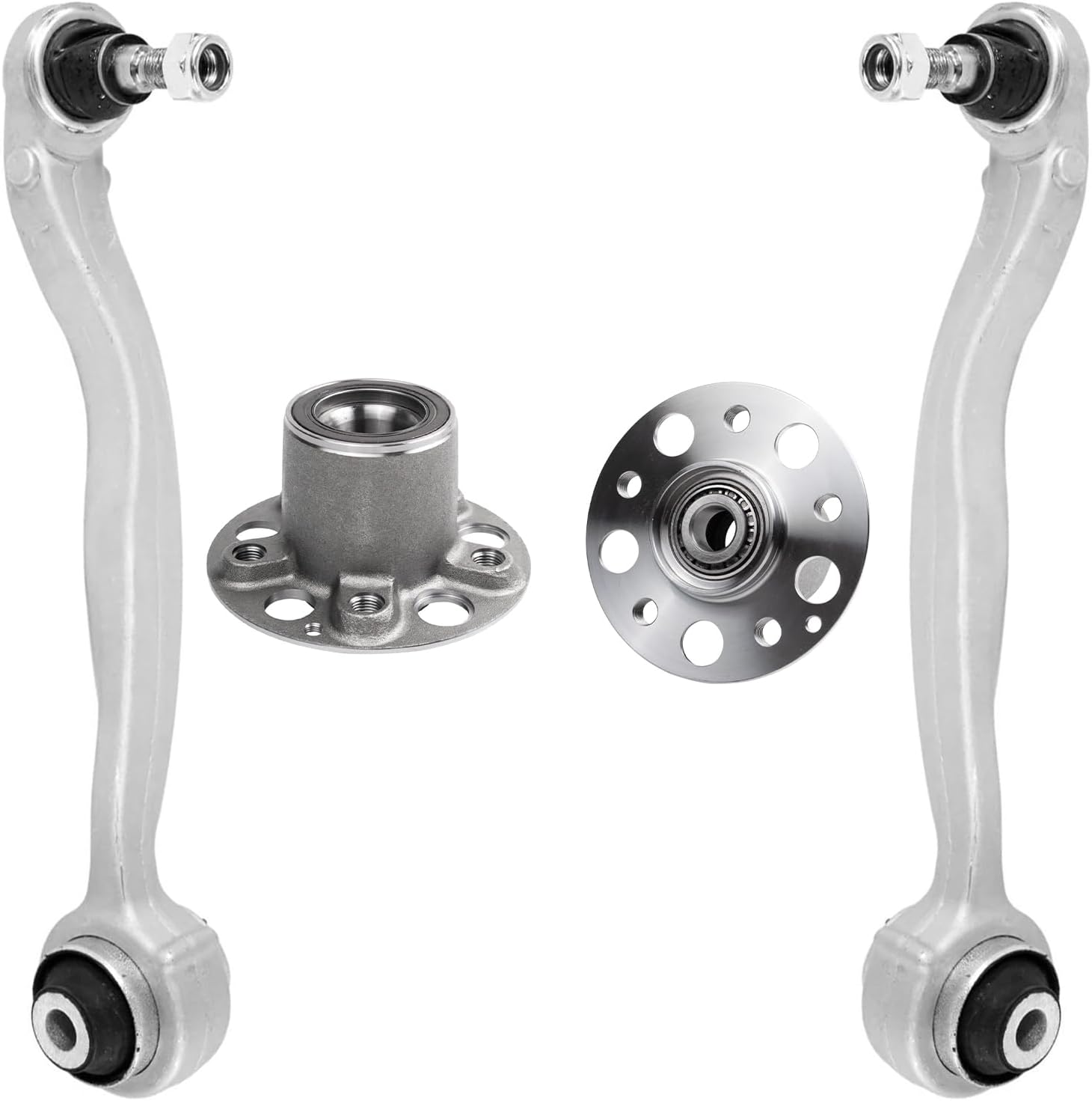 4pc Front Lower Rearward Control Arms Wheel Hub and Bearings Suspension Kit