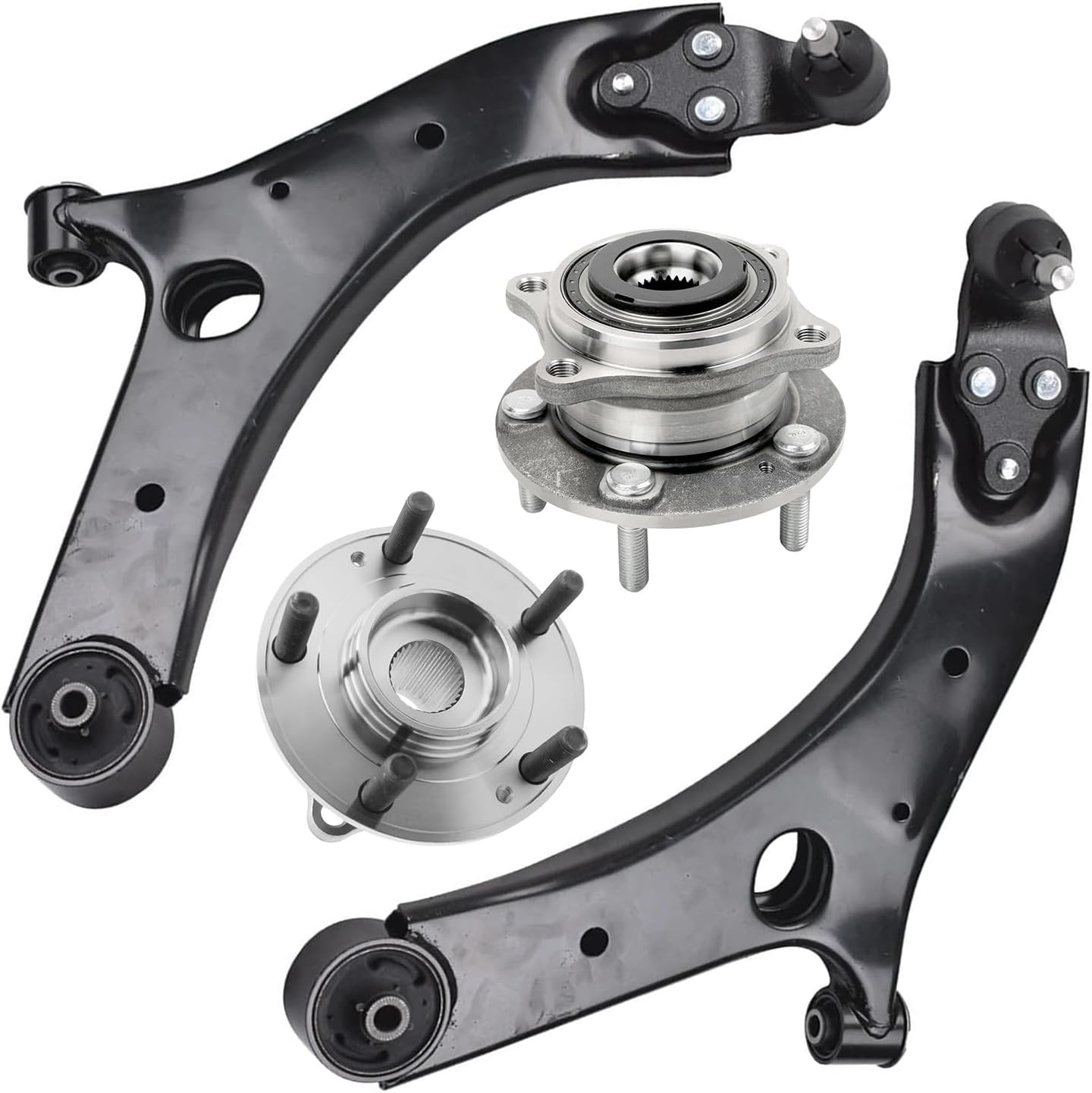4pc Front Lower Control Arms Wheel Hub and Bearings Suspension Kit