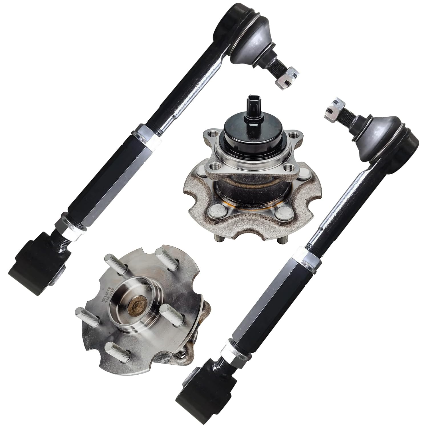 4pc Rear Lower Forward Control Arms Wheel Hub and Bearings Suspension Kit