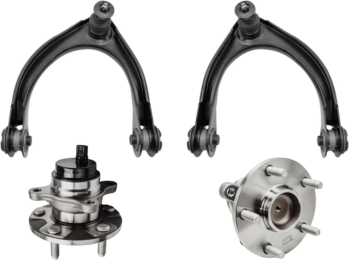 4pc Front Upper Control Arms Wheel Hub and Bearings Suspension Kit