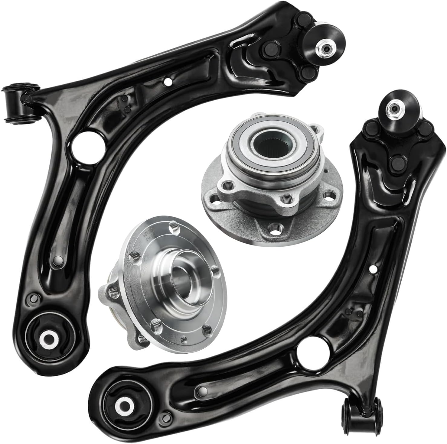 4pc Front Lower Control Arms Wheel Hub and Bearings Suspension Kit