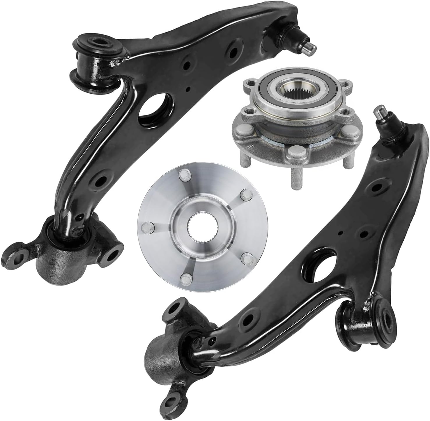 4pc Front Lower Control Arms Wheel Hub and Bearings Suspension Kit