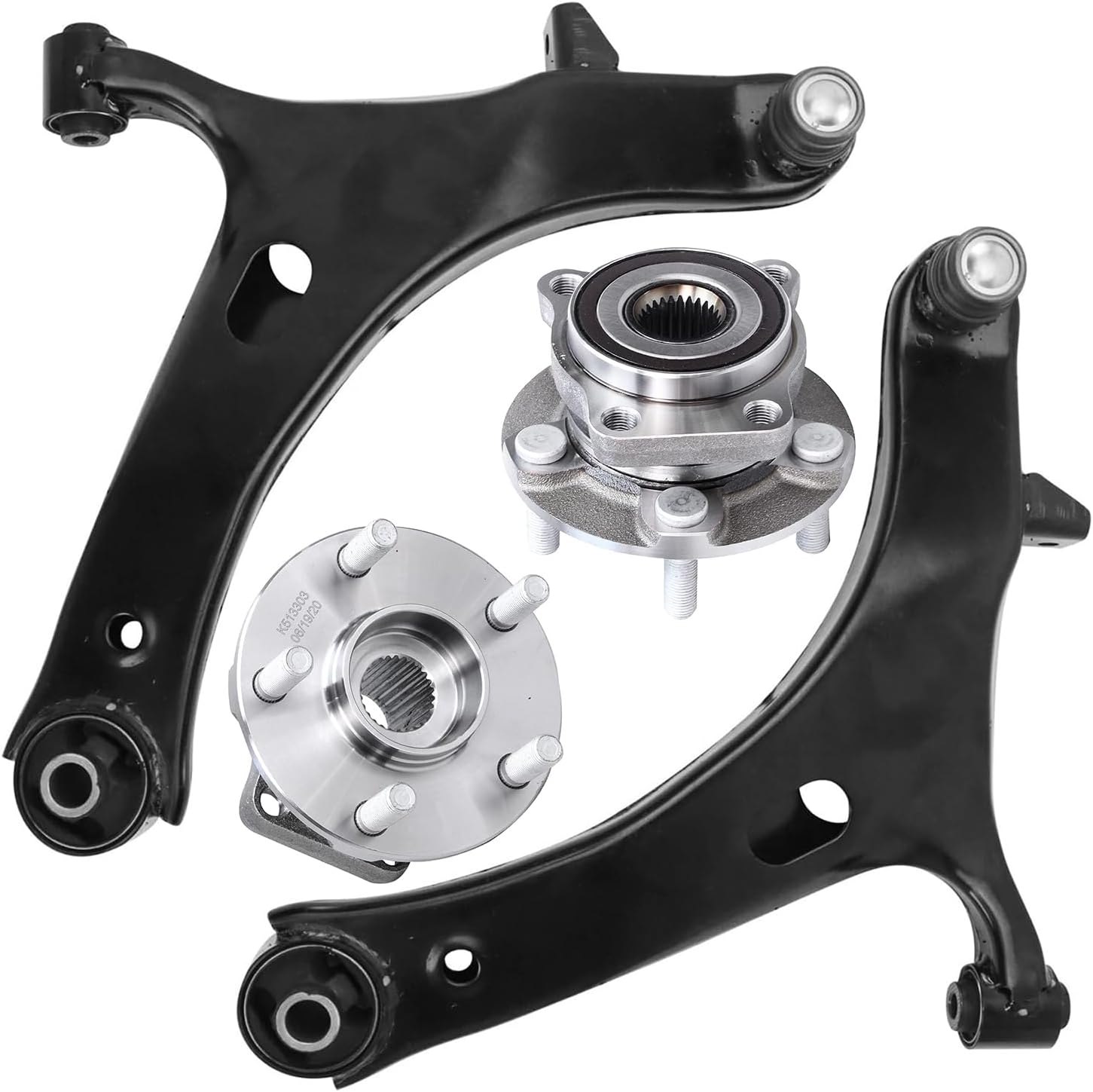 4pc Front Lower Control Arms Wheel Hub and Bearings Suspension Kit