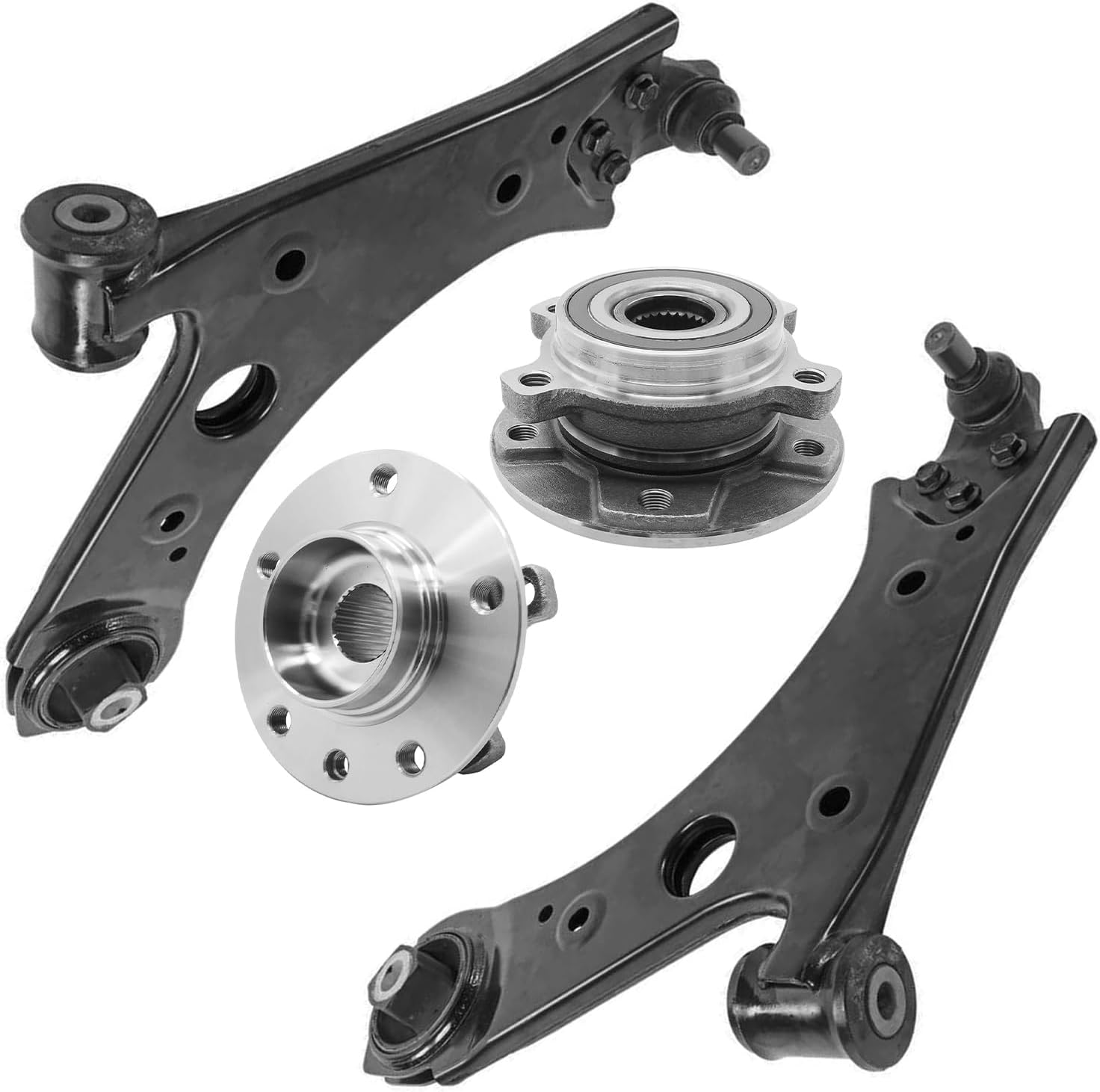 4pc Front Lower Control Arms Wheel Hub and Bearings Suspension Kit
