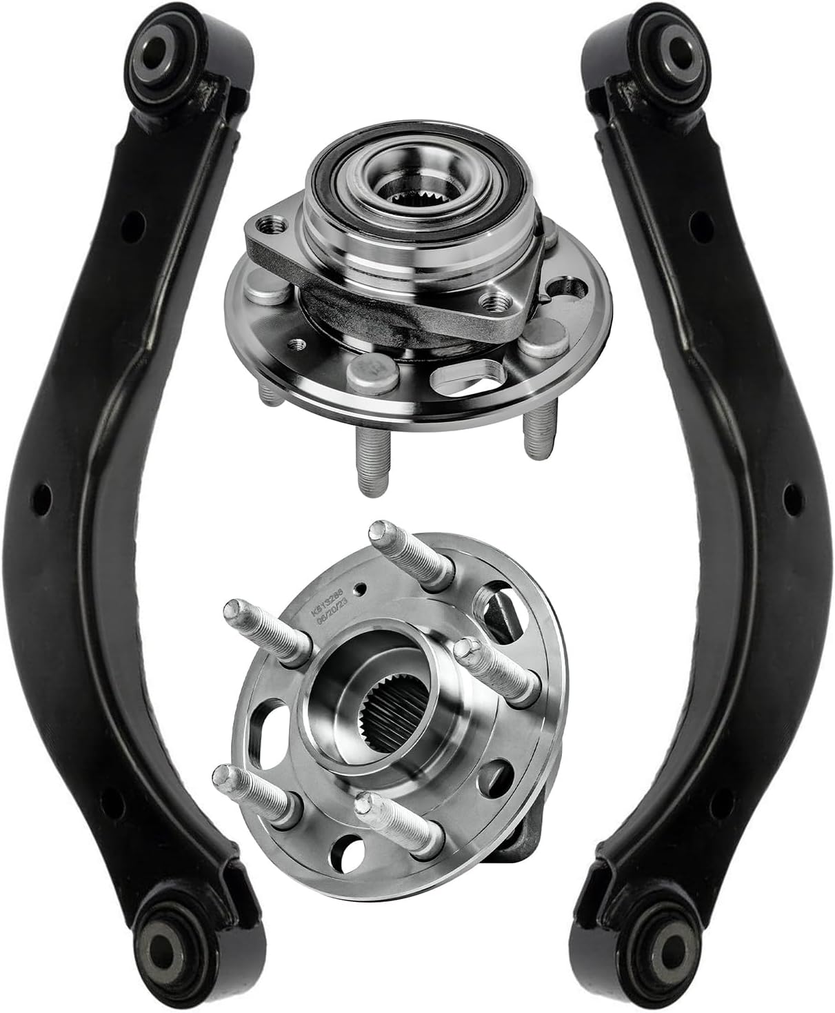 4pc Rear Upper Control Arms Wheel Hub and Bearings Suspension Kit