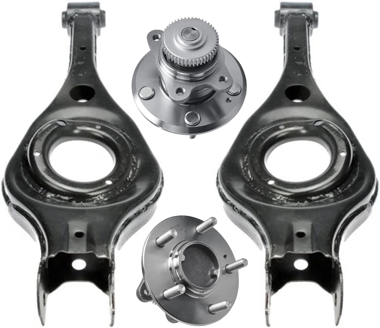 4pc Rear Lower Control Arms Wheel Hub and Bearings Suspension Kit