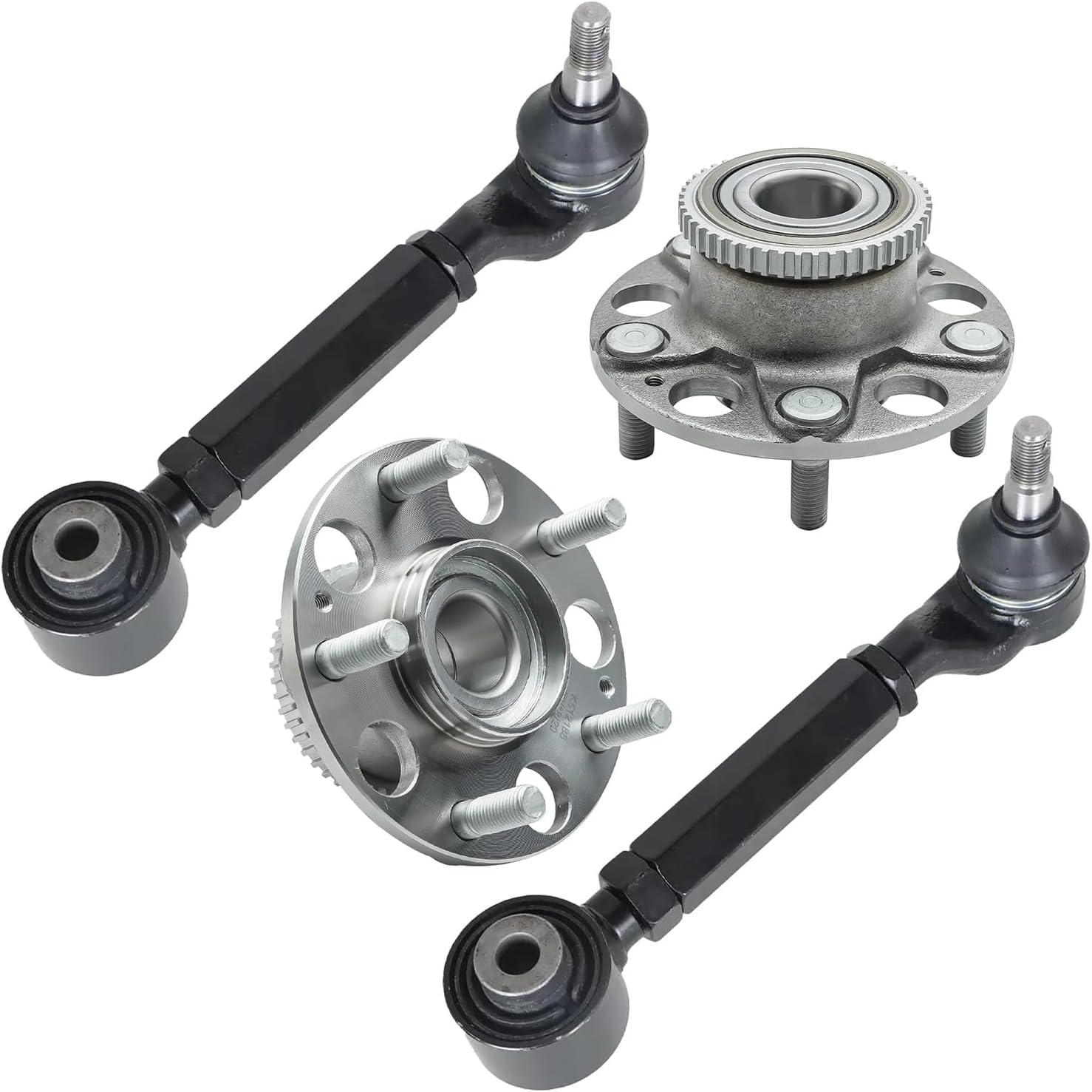 4pc Rear Upper Forward Control Arms Wheel Hub and Bearings Suspension Kit