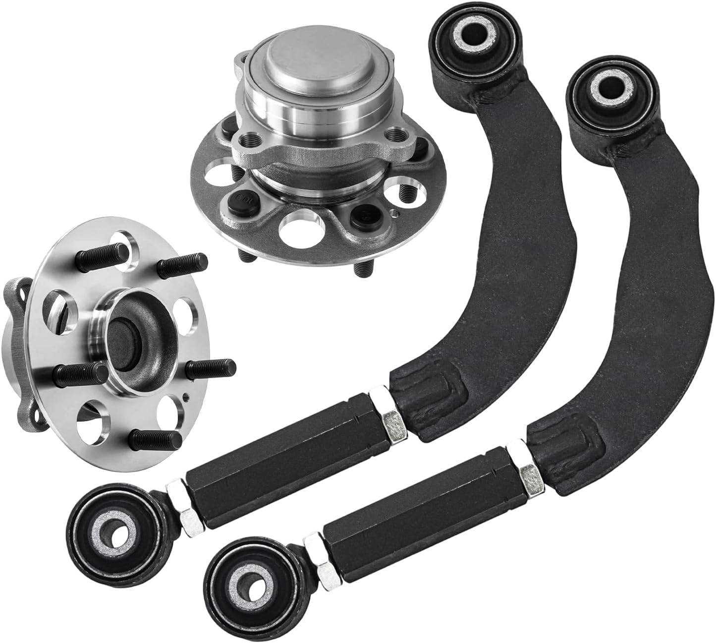 4pc Rear Upper Control Arms Wheel Hub and Bearings Suspension Kit
