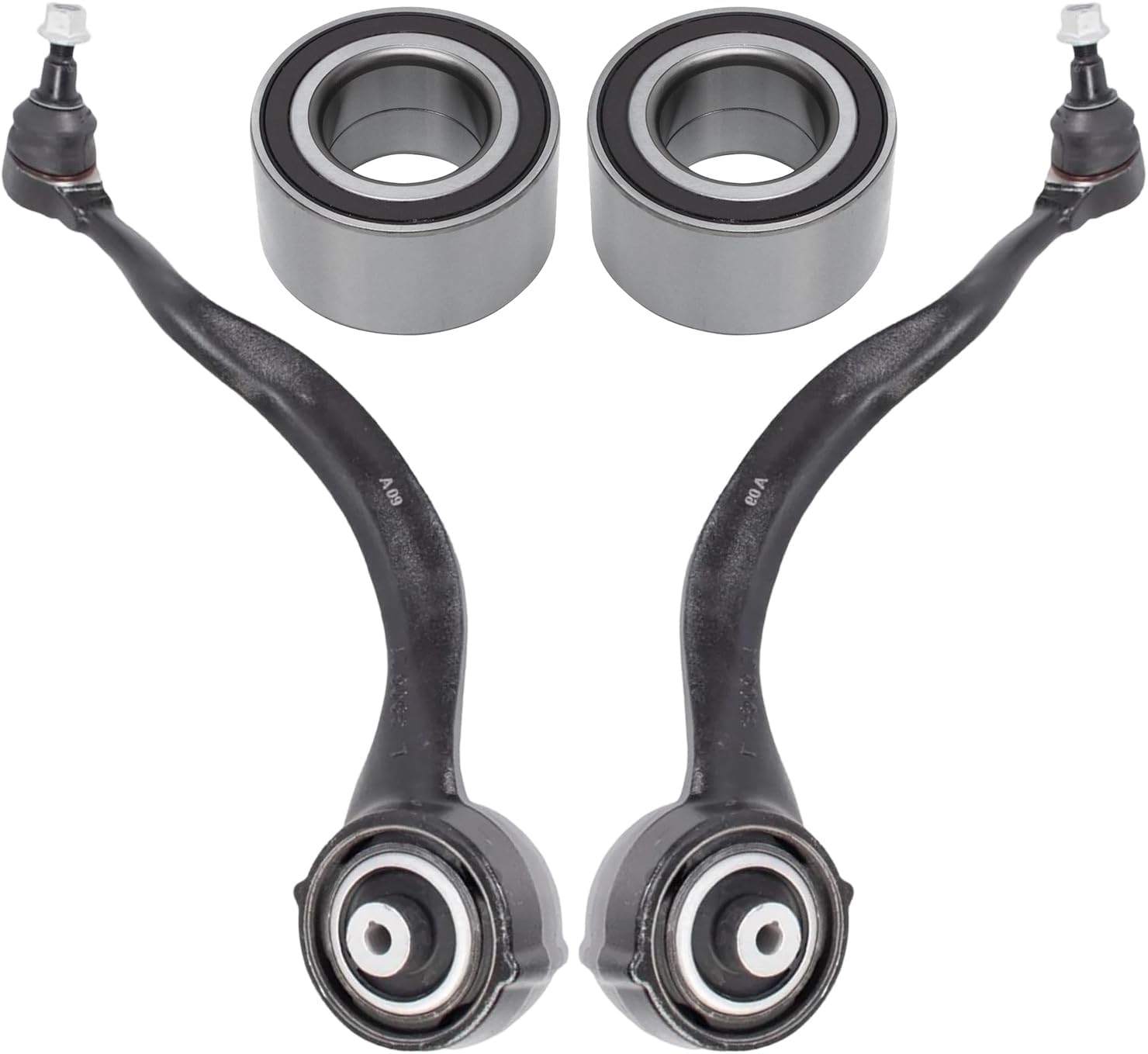 4pc Front Lower Forward Control Arms Wheel Bearings Suspension Kit