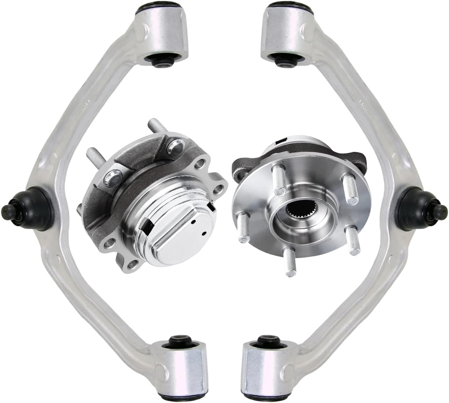 4pc Front Upper Control Arms Wheel Hub and Bearings Suspension Kit