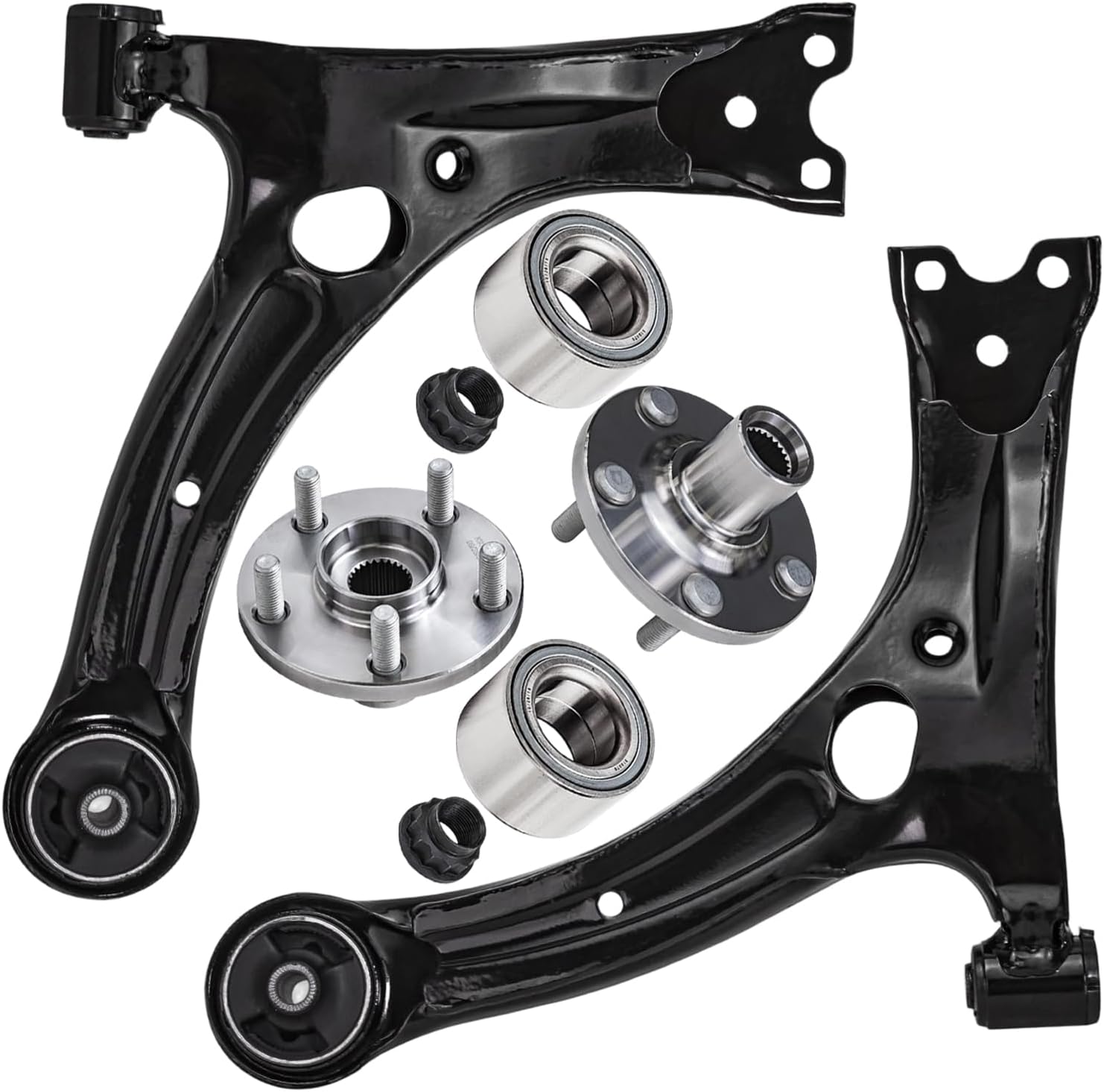 4pc Front Lower Control Arms Wheel Hub and Bearings Suspension Kit