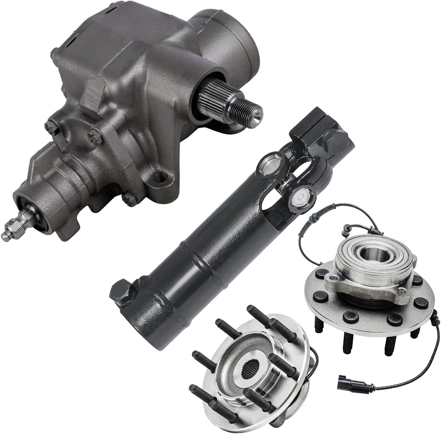 4pc Gear Box Intermediate Steering Shaft Wheel Hub and Bearings Suspension Kit