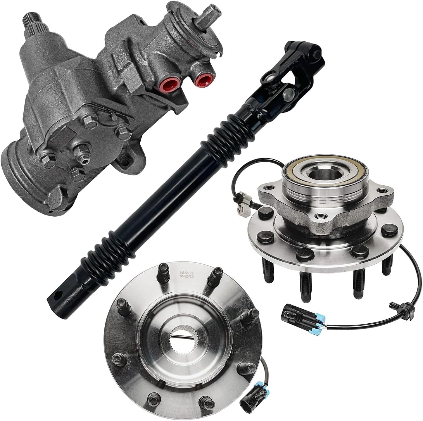 4pc Front Gear Box Steering Shaft Wheel Hub and Bearings Suspension Kit
