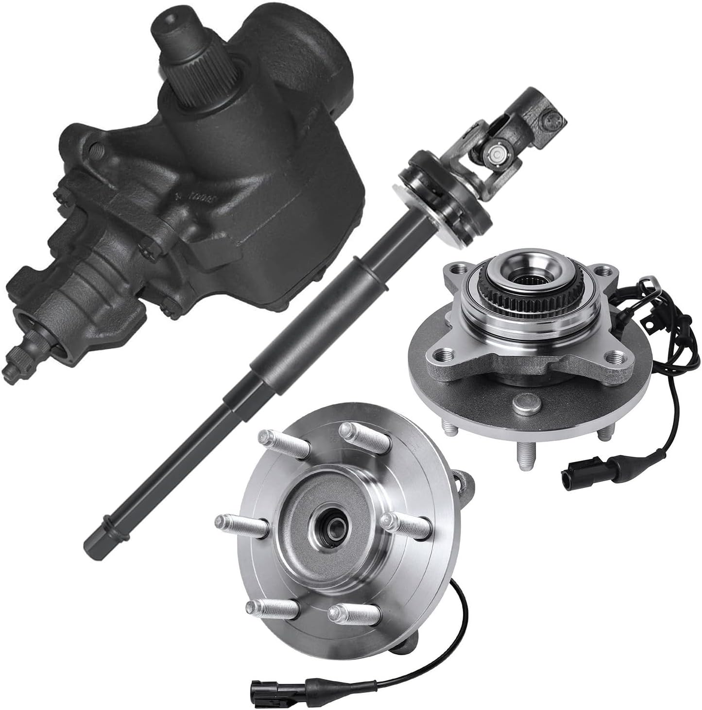 4pc Gear Box Intermediate Steering Shaft Wheel Hub and Bearings Suspension Kit