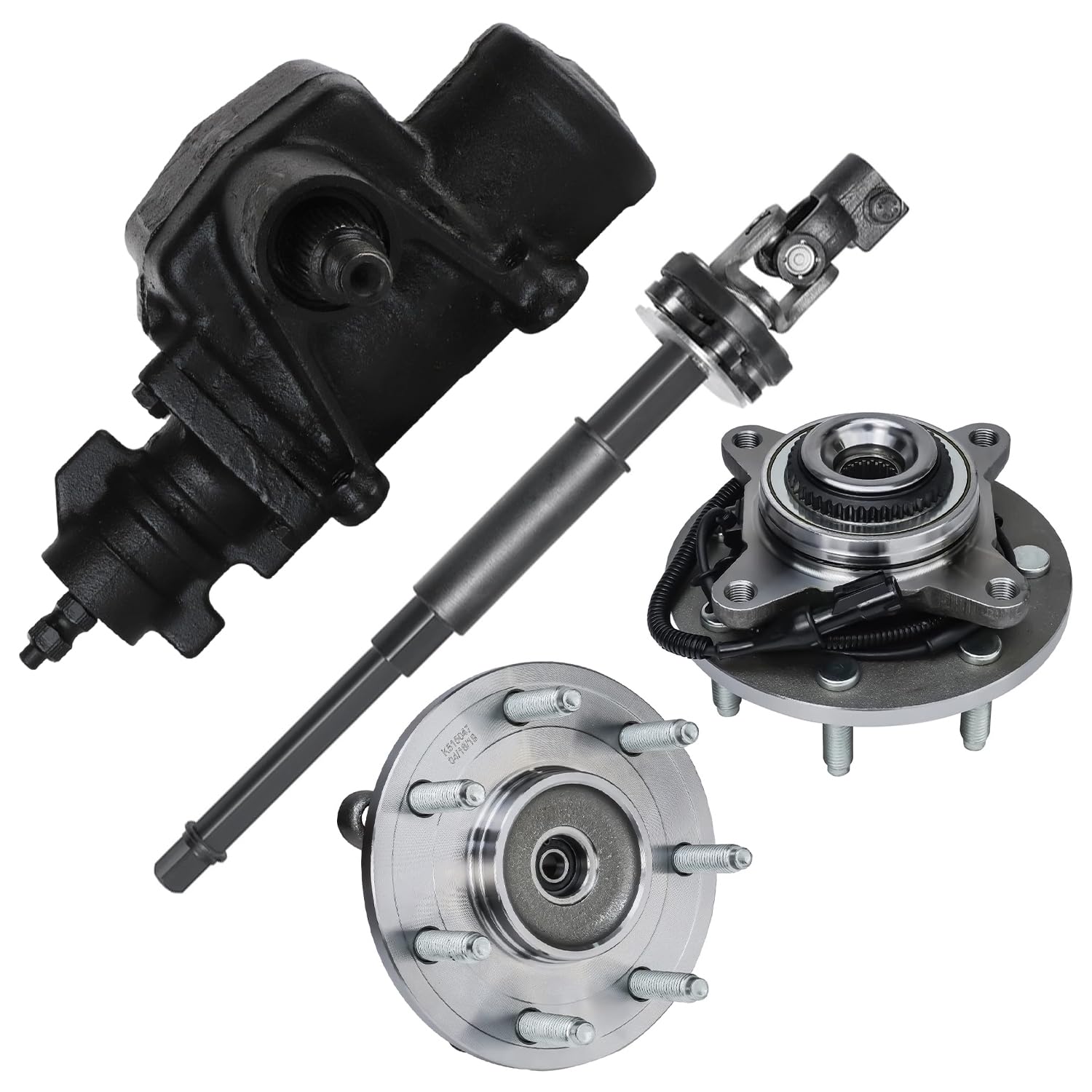 4pc Gear Box Intermediate Steering Shaft Wheel Hub and Bearings Suspension Kit