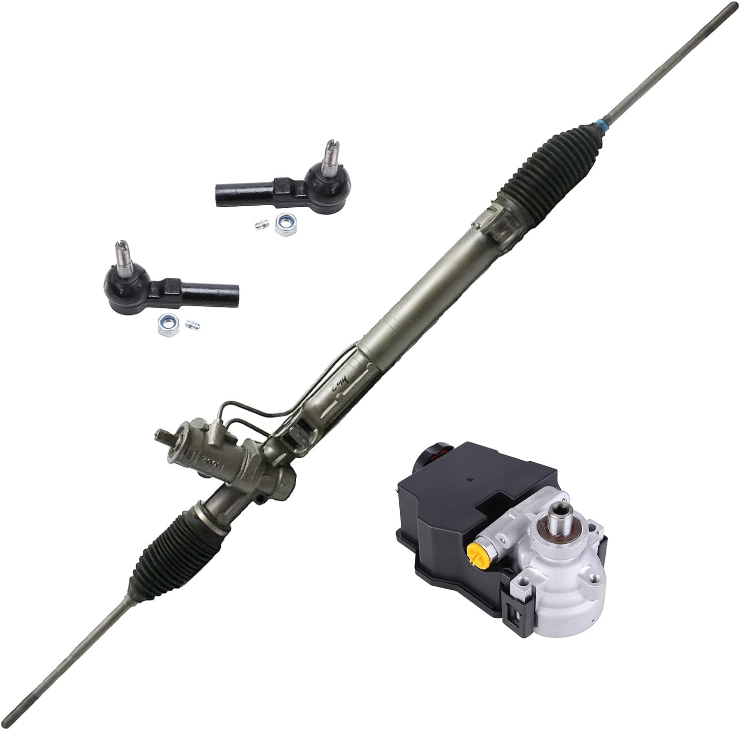 4pc Front Power Steering Rack and Pinion Pump Outer Tie Rods Suspension Kit