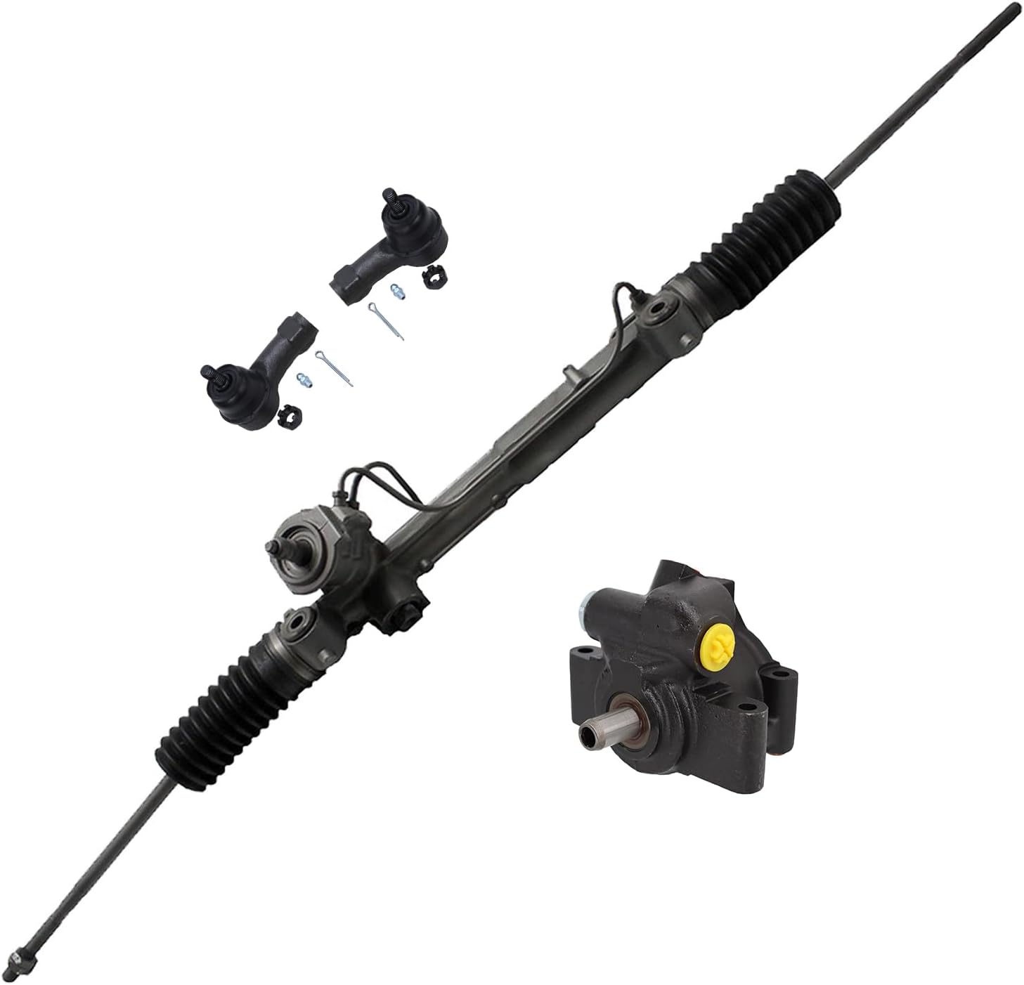 4pc Front Power Steering Rack and Pinion Pump Outer Tie Rods Suspension Kit