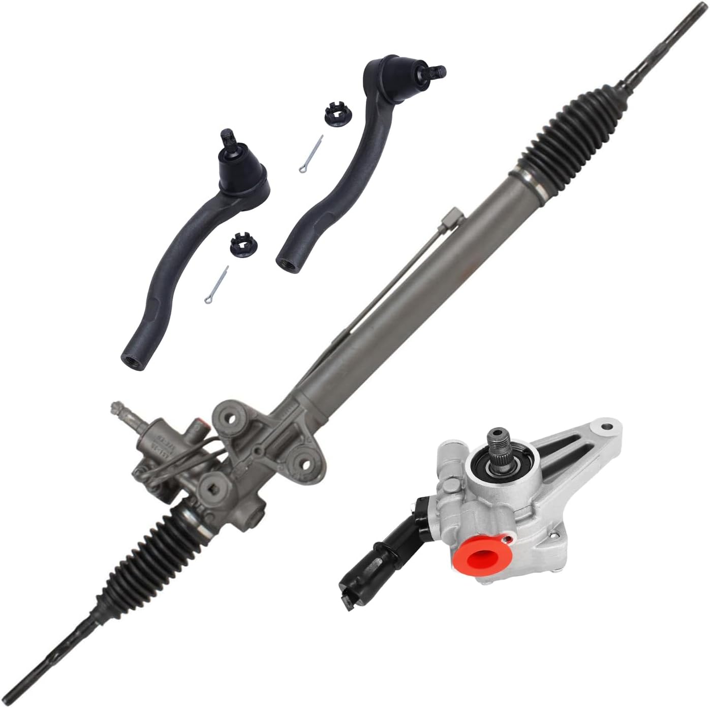 4pc Front Power Steering Rack and Pinion Pump Outer Tie Rods Suspension Kit