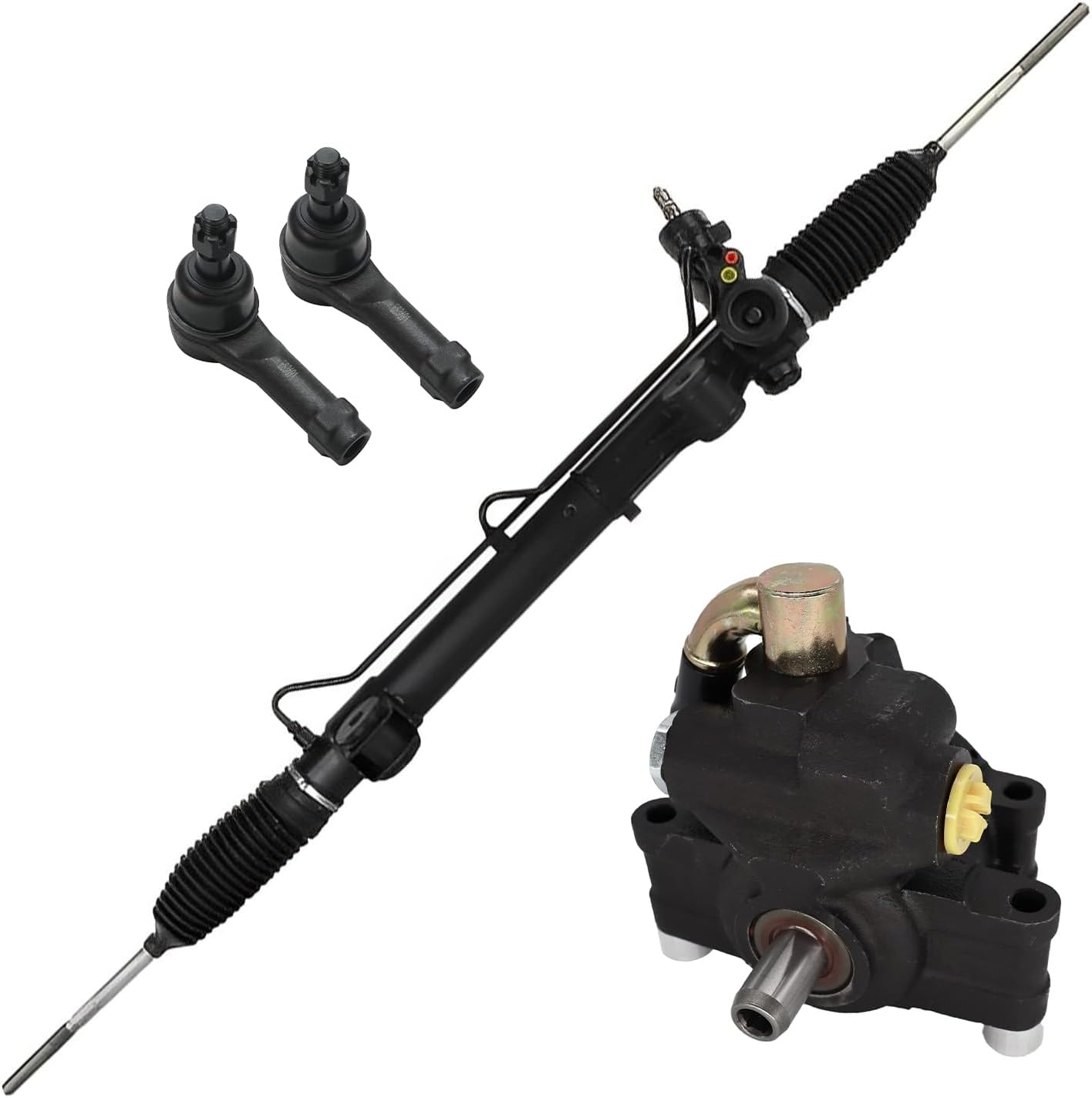 4pc Front Power Steering Rack and Pinion Pump Outer Tie Rods Suspension Kit