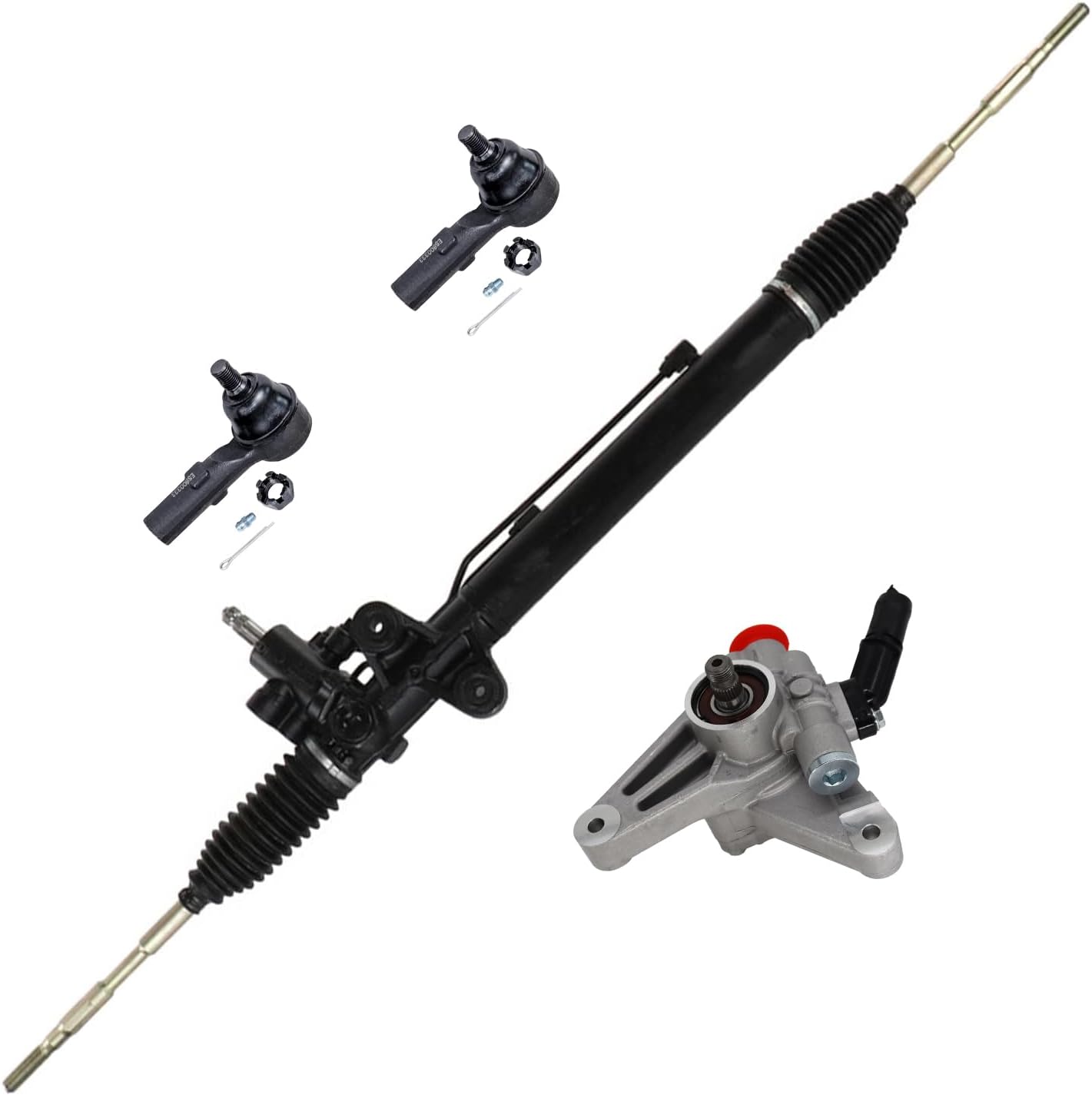 4pc Front Power Steering Rack and Pinion Pump Outer Tie Rods Suspension Kit