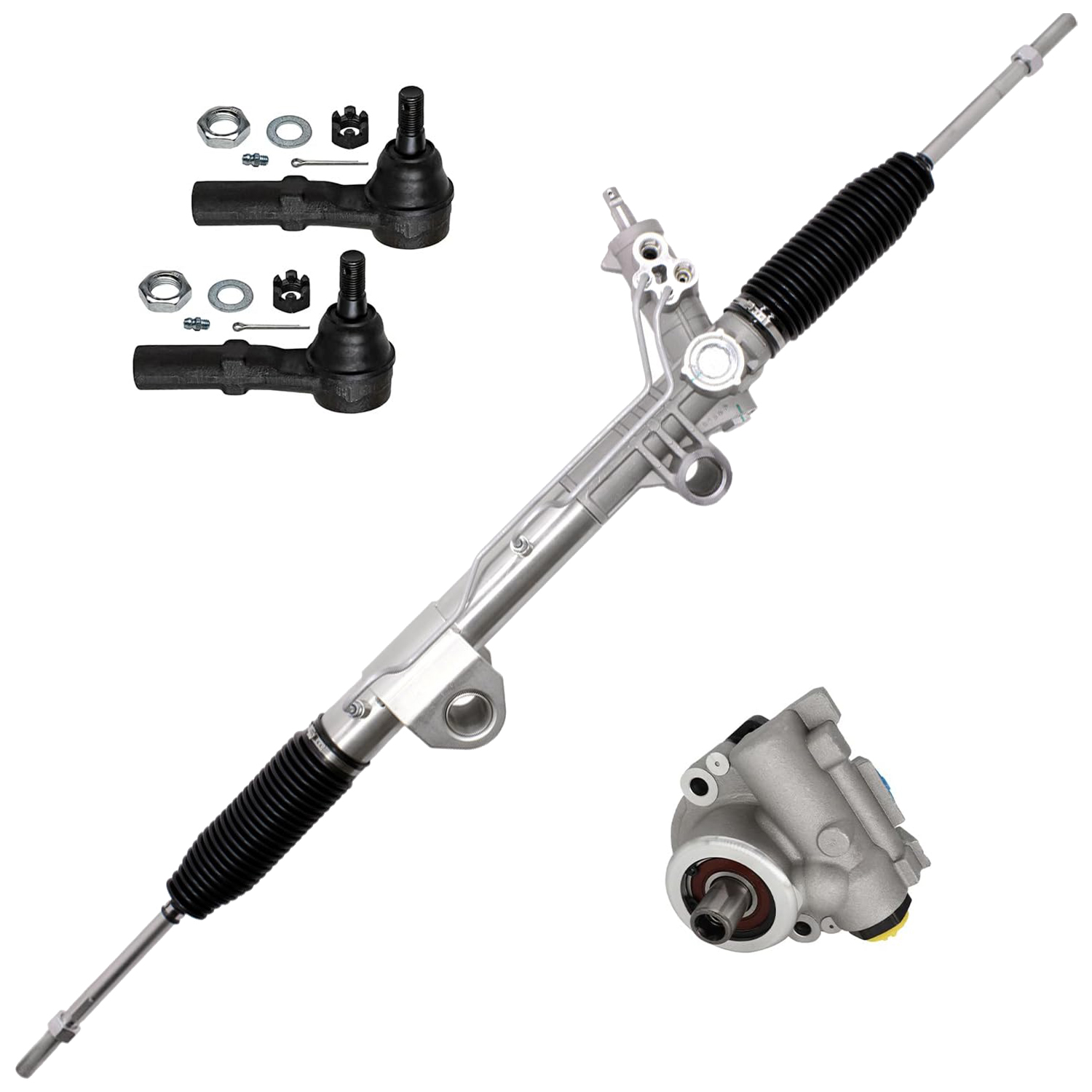 4pc Power Steering Rack and Pinion Pump Outer Tie Rods Suspension Kit