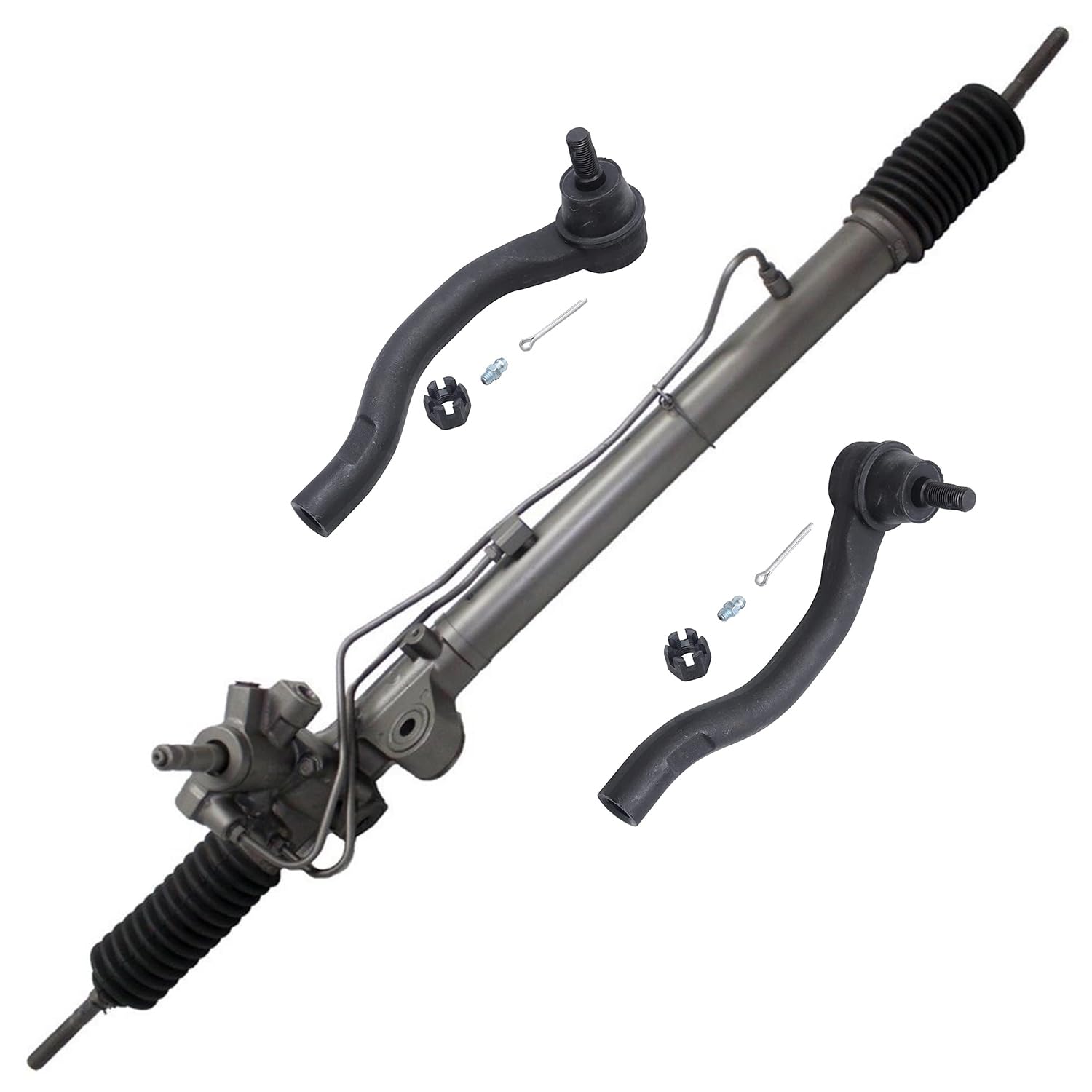 4pc Front Power Steering Rack and Pinion Outer Tie Rods Suspension Kit