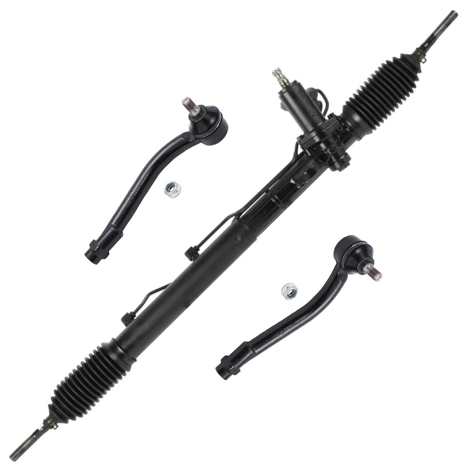 4pc Front Power Steering Rack and Pinion Outer Tie Rods Suspension Kit
