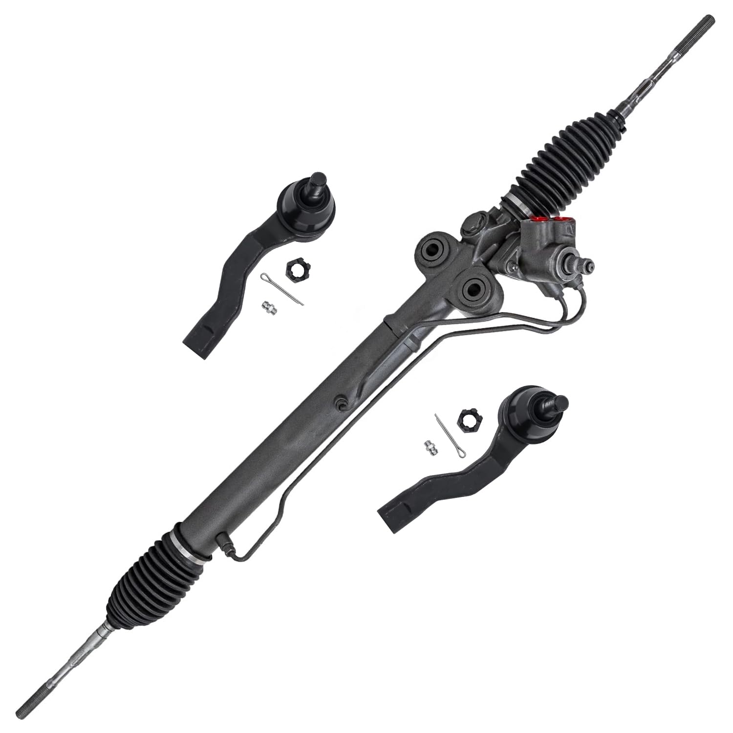 3pc Front Power Steering Rack and Pinion Outer Tie Rods Suspension Kit