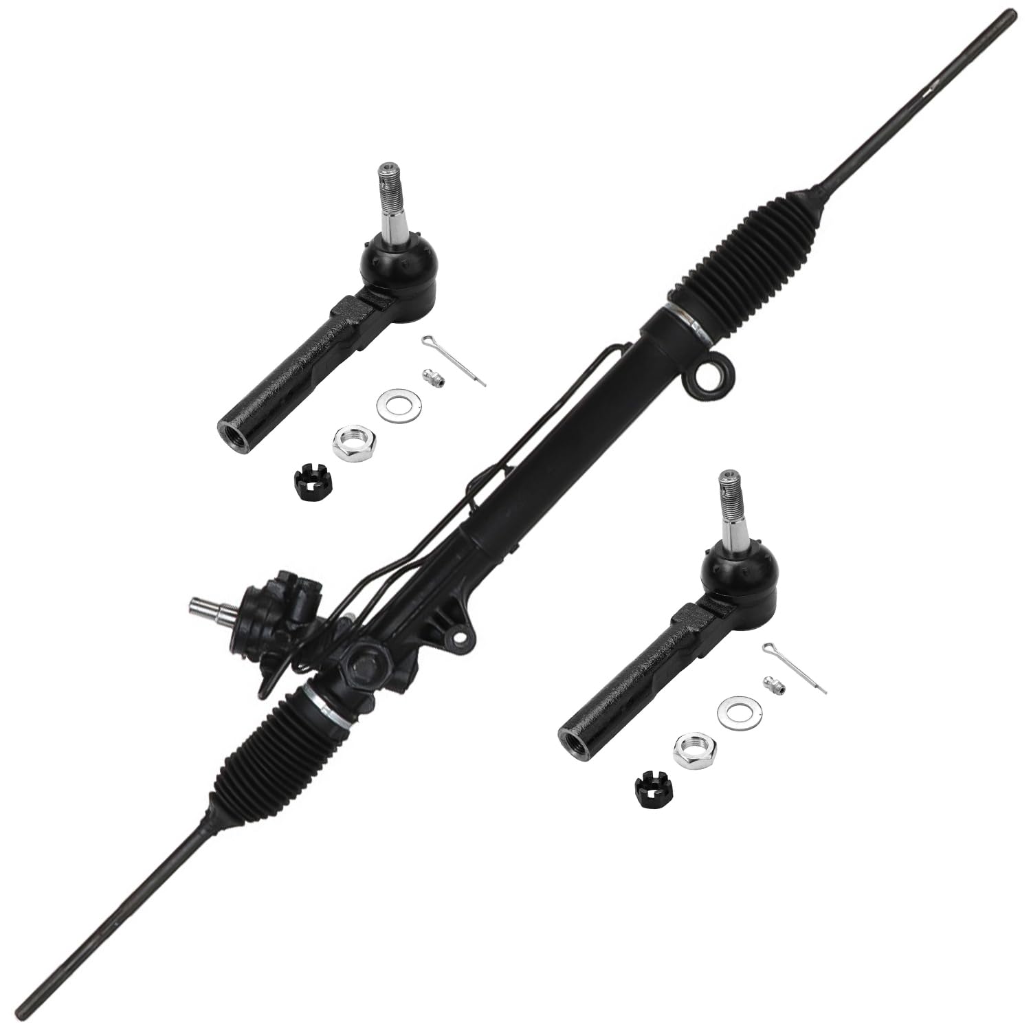 4pc Front Power Steering Rack and Pinion Outer Tie Rods Suspension Kit