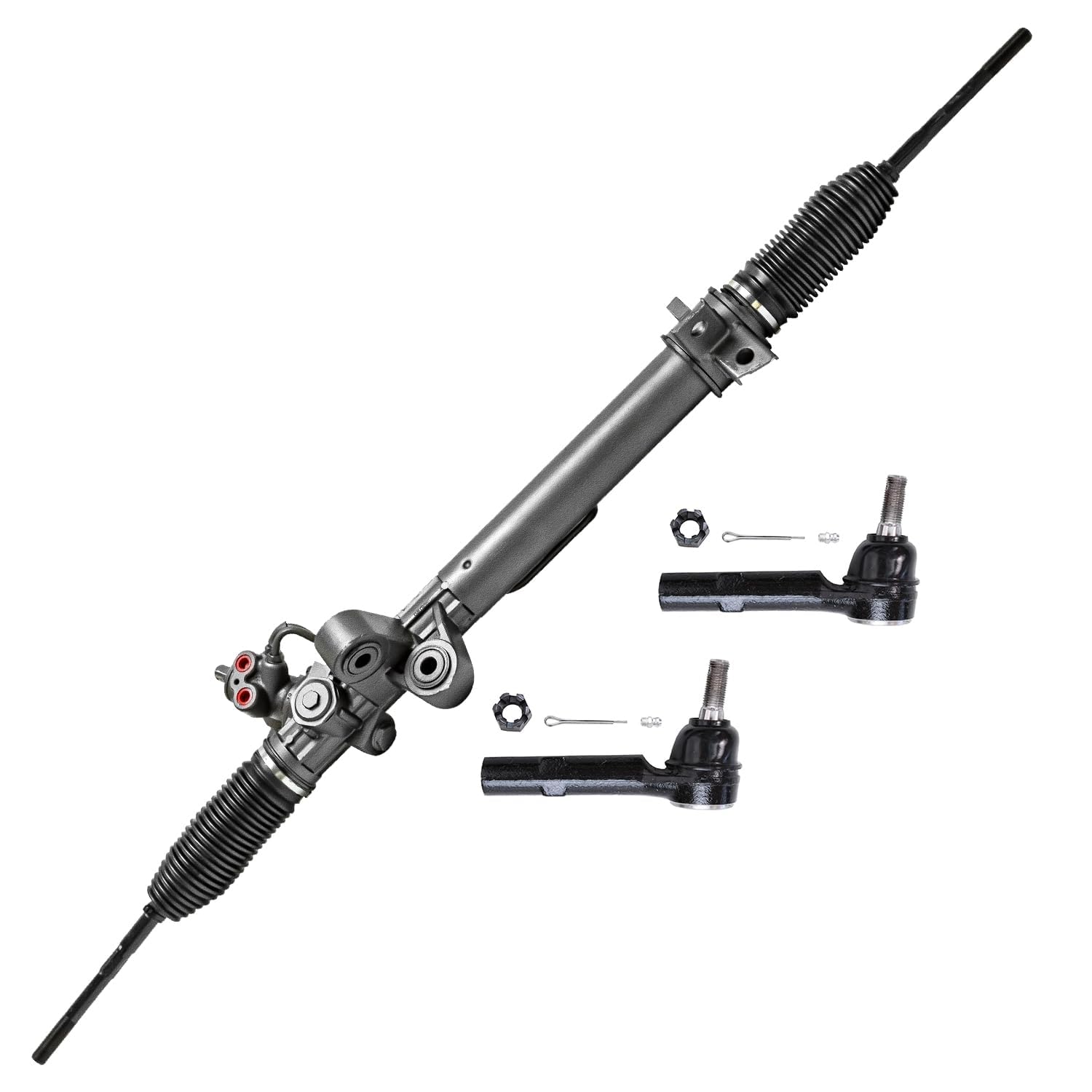 4pc Front Power Steering Rack and Pinion Outer Tie Rods Suspension Kit