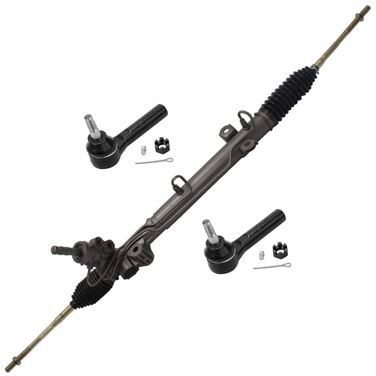 3pc Front Power Steering Rack and Pinion Outer Tie Rods Suspension Kit