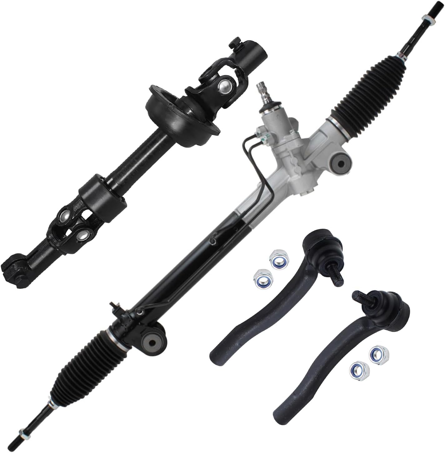 4pc Power Steering Rack and Pinion Intermediate Steering Shaft Suspension Kit
