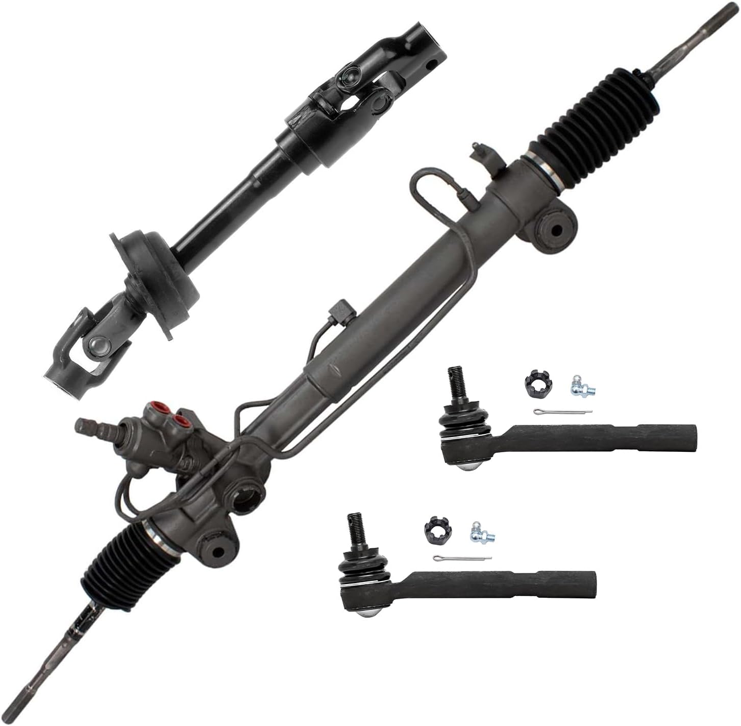 4pc Power Steering Rack and Pinion Intermediate Steering Shaft Suspension Kit
