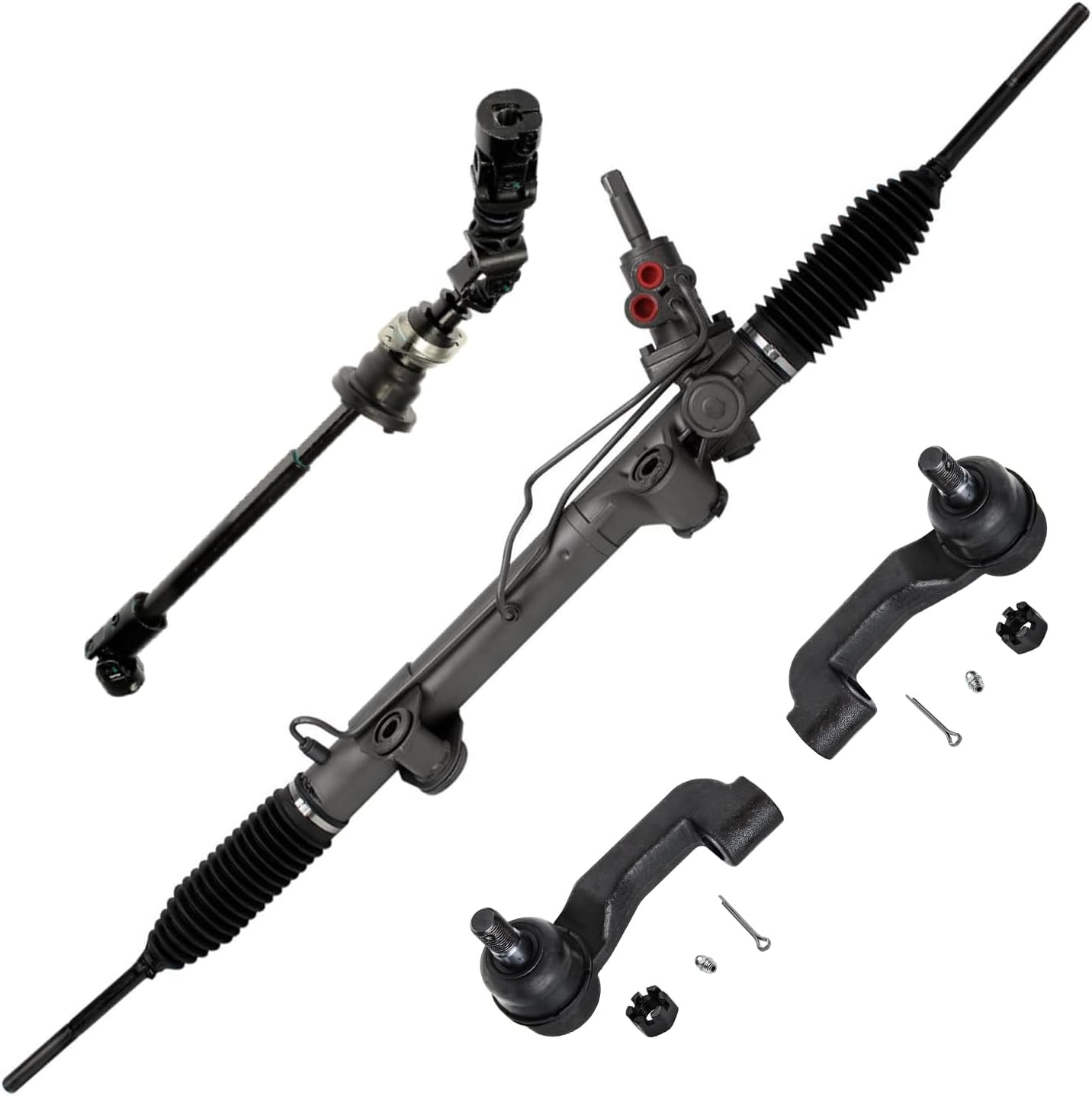 4pc Power Steering Rack and Pinion Intermediate Steering Shaft Suspension Kit