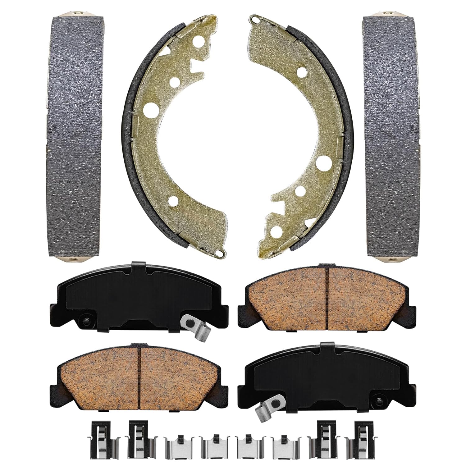 4pc Front Ceramic Brake Pads and Rear Brake Shoes Kit