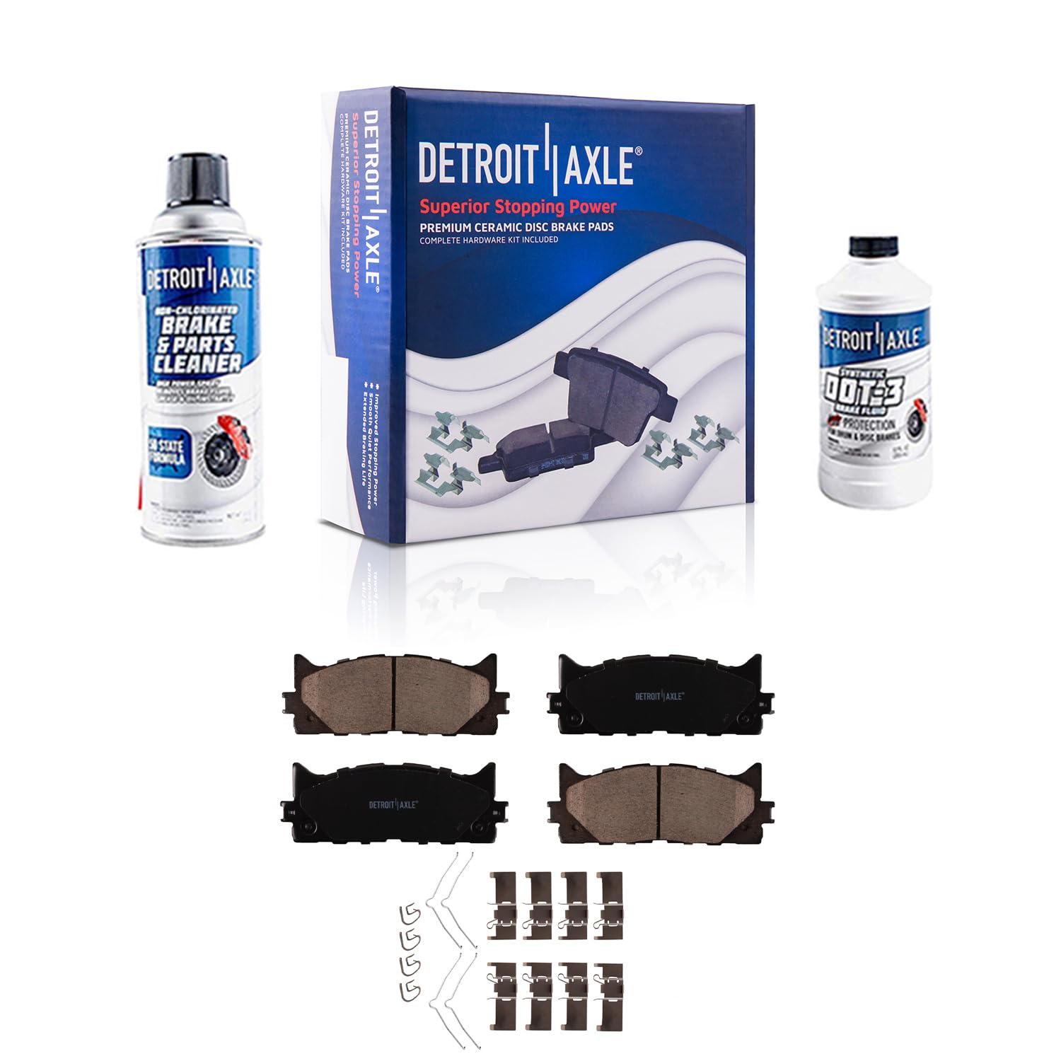 FRAXLE Front & Rear Ceramic Brake Pads For Toyota Camry 2007-2017 – Full Set With Hardware