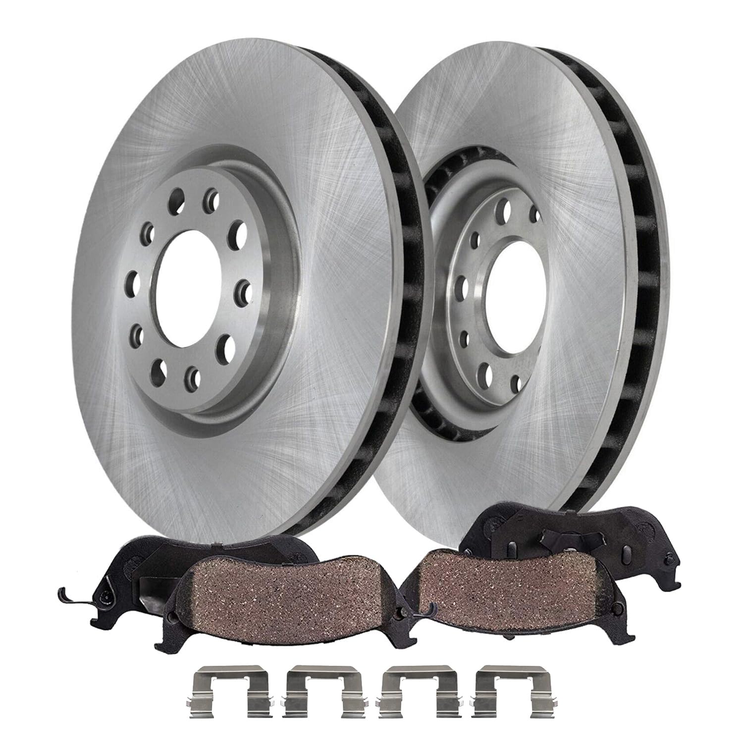 4pc Front Disc Rotors and Ceramic Brake Pads Kit