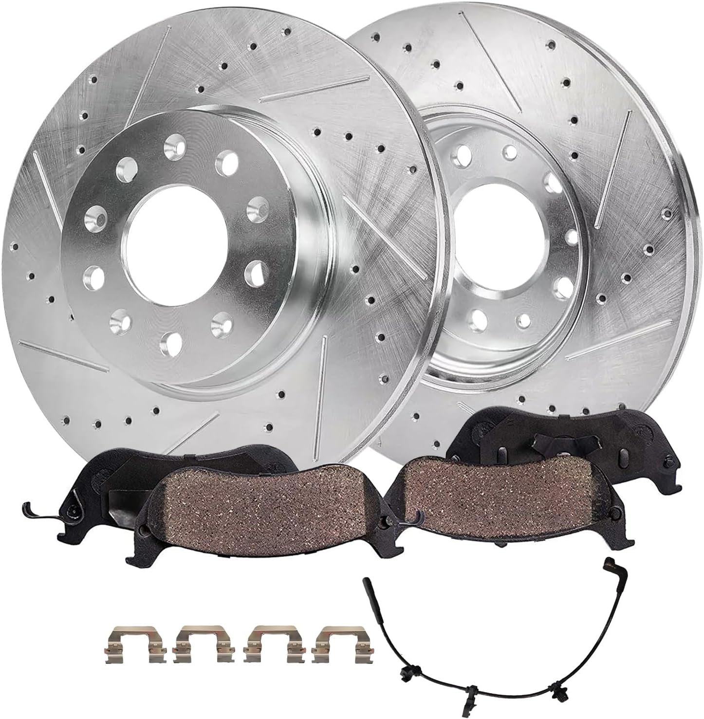 4pc Rear Drilled Slotted Rotors and Ceramic Brake Pads Kit