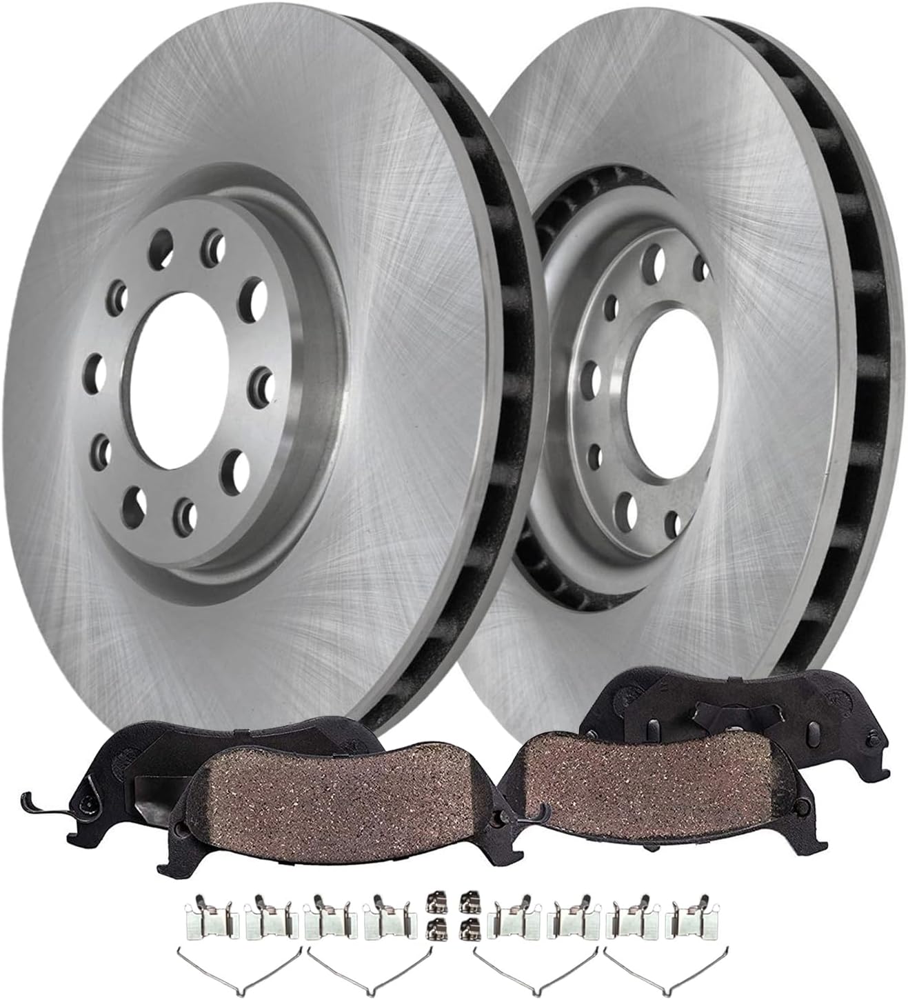 4pc Front Disc Rotors and Ceramic Brake Pads Kit