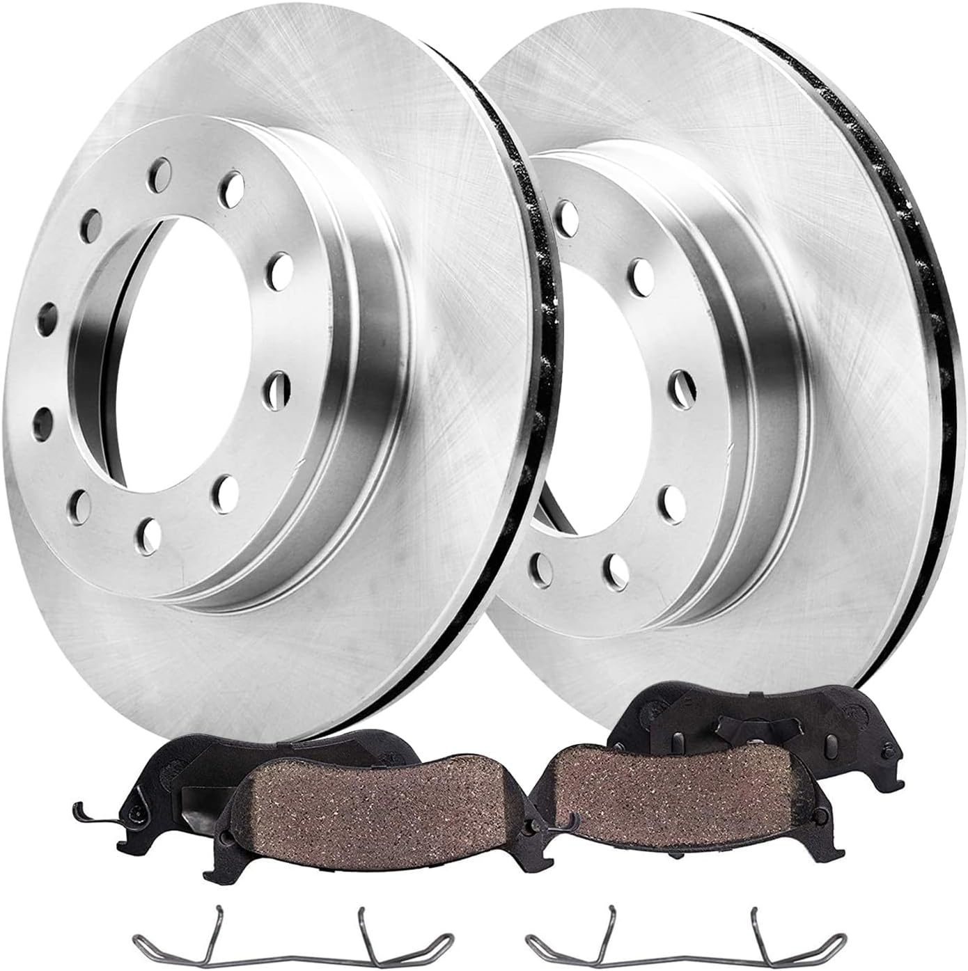 4pc Front Disc Rotors and Ceramic Brake Pads Kit