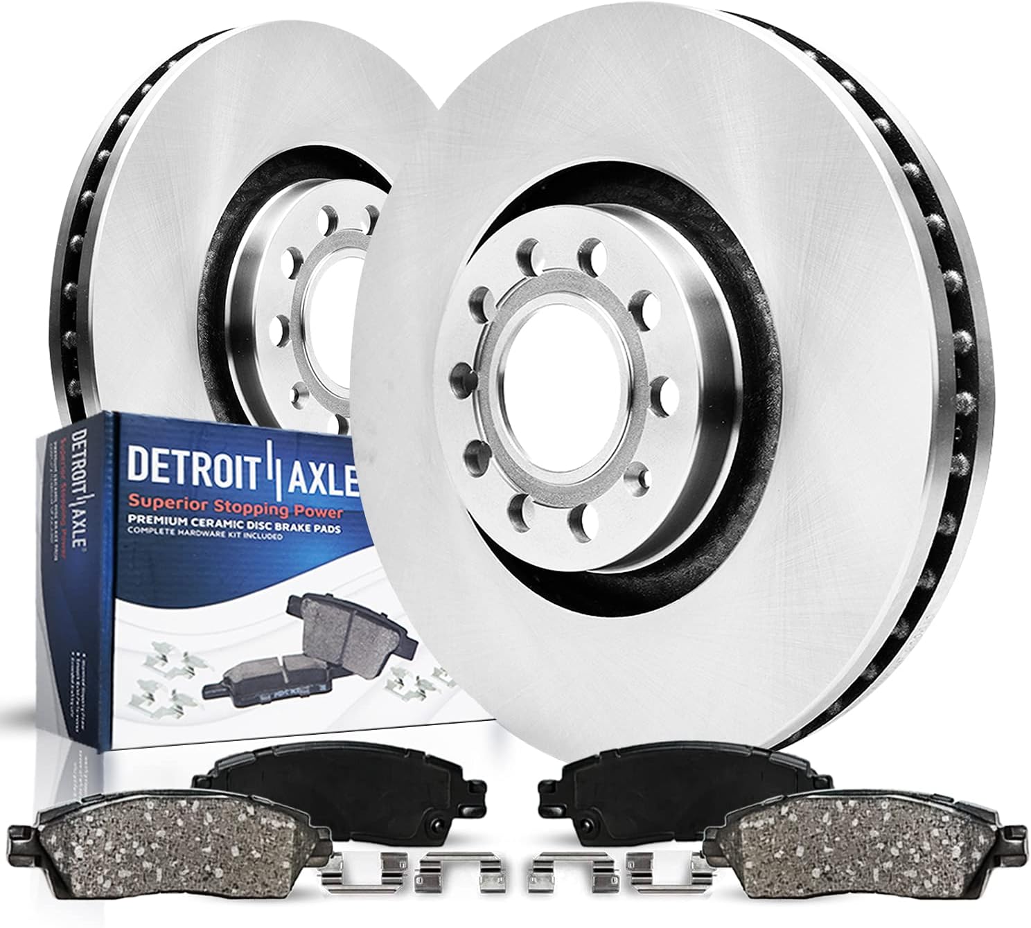 4pc Front Disc Rotors and Ceramic Brake Pads Kit