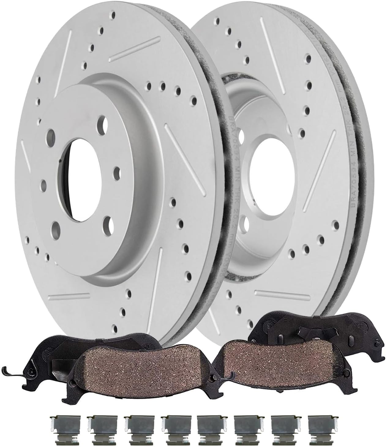 4pc Front Drilled Slotted Rotors and Ceramic Brake Pads Kit