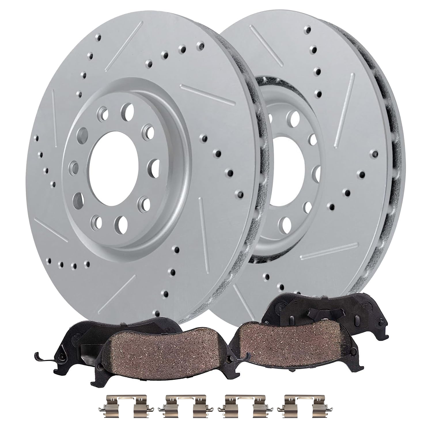 4pc Rear Drilled Slotted Rotors and Ceramic Brake Pads Kit