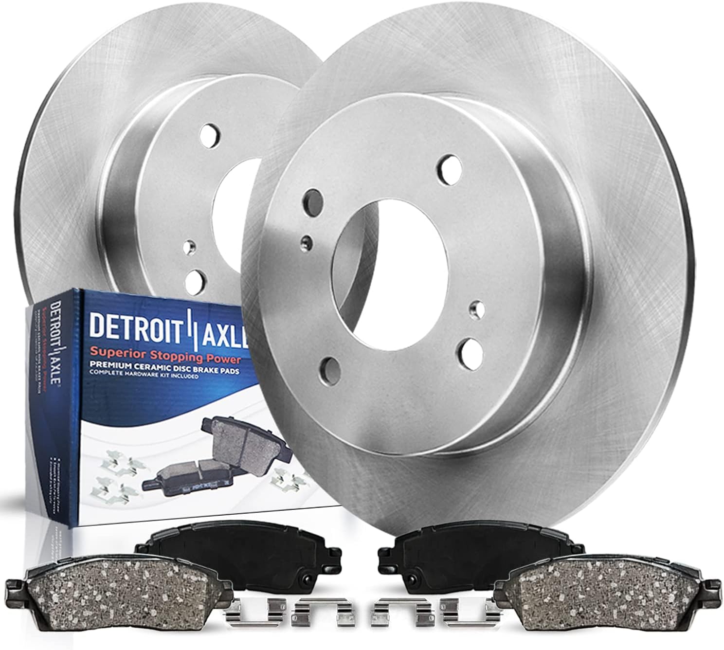 4pc Rear Disc Rotors and Ceramic Brake Pads Kit