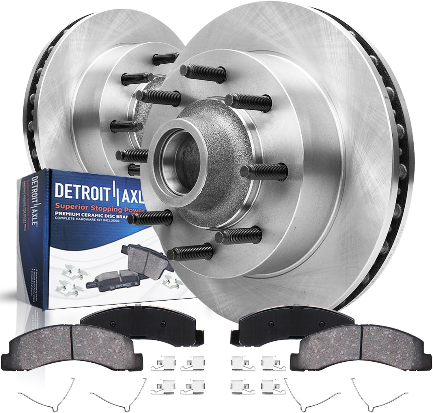 4pc Front Disc Rotors and Ceramic Brake Pads Kit