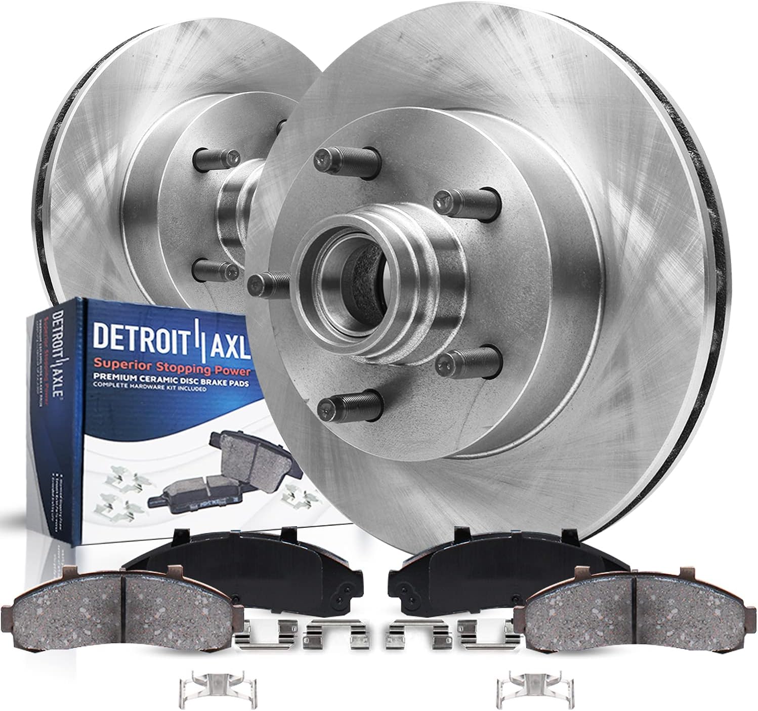 4pc Front Disc Rotors and Ceramic Brake Pads Kit
