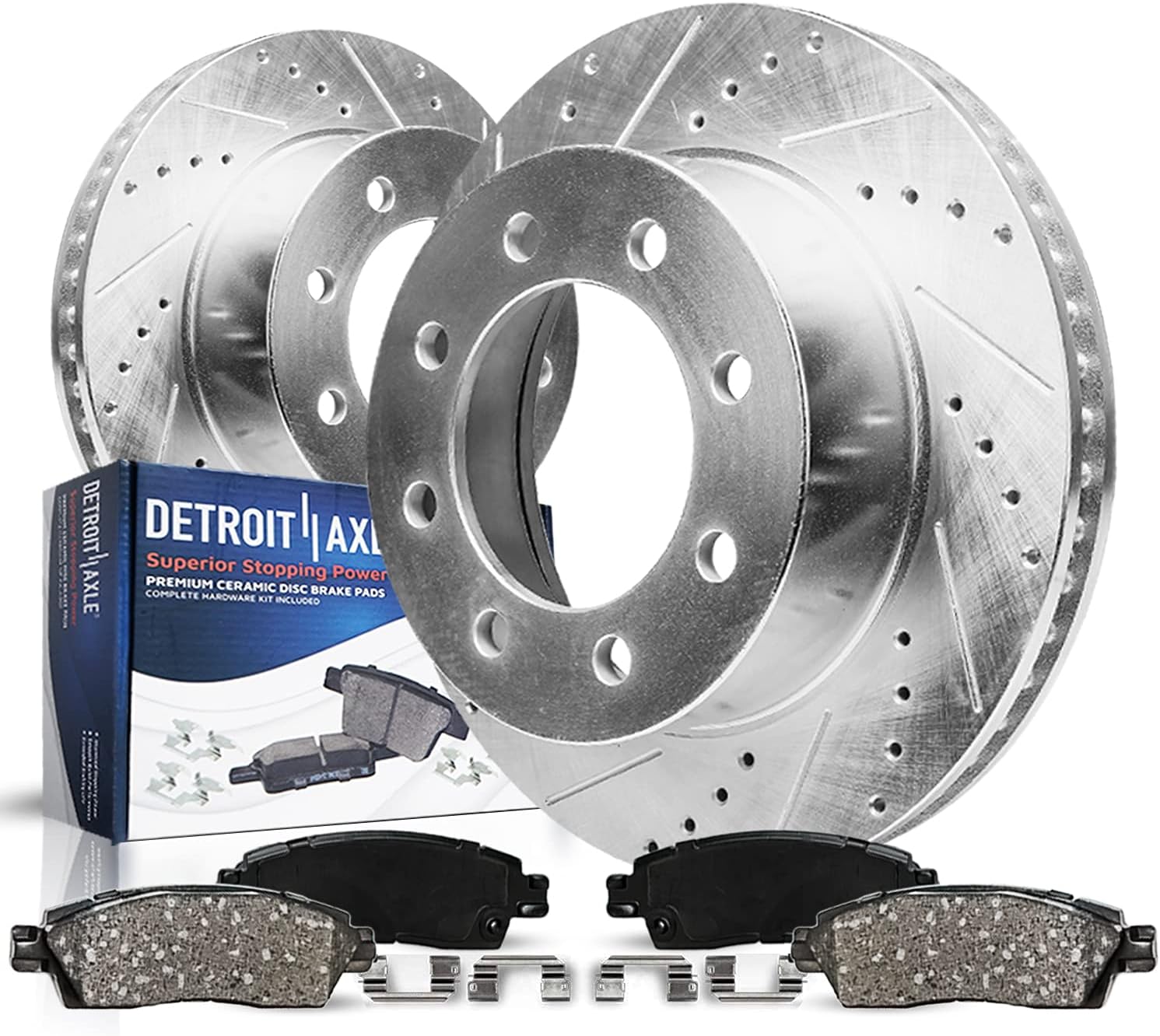 4pc Rear Drilled Slotted Rotors and Ceramic Brake Pads Kit