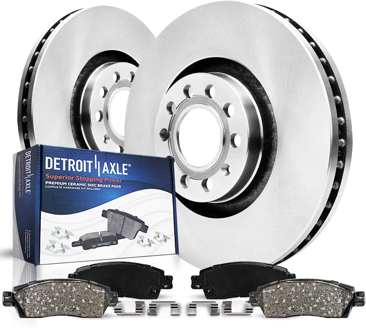 4pc Front Disc Rotors and Ceramic Brake Pads Kit